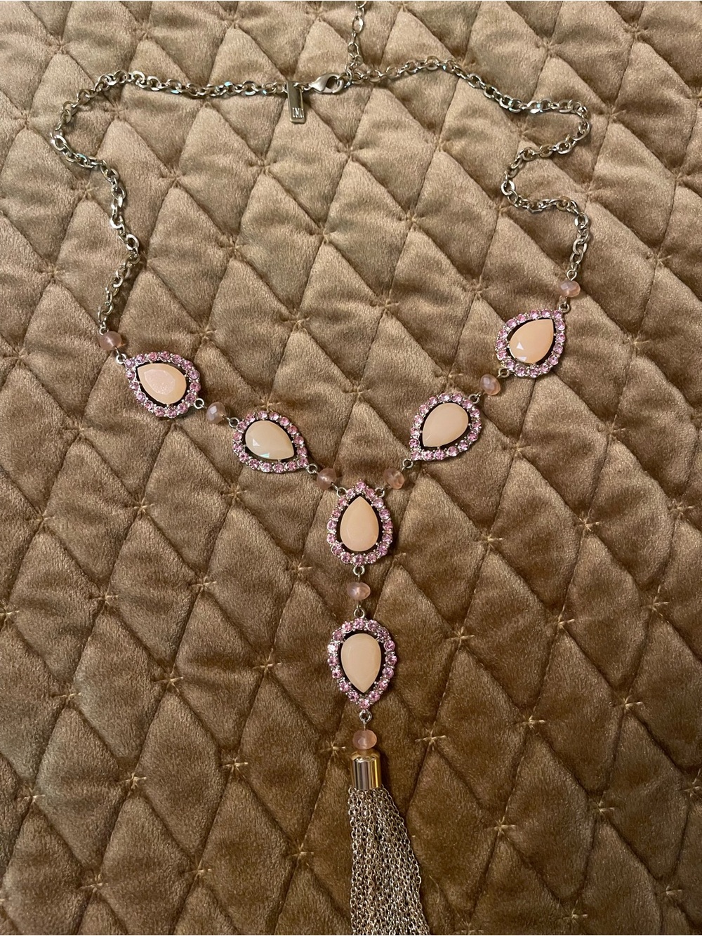 INC International Concepts Pink Teardrop Tassel Necklace